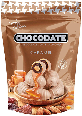 Конфеты Chocodate "Финики с миндалем и карамелью в шоколаде" дой-пак, 100гр
