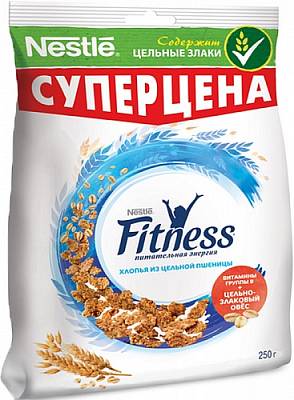 Готовый завтрак Nestle Fitness хлопья из цельной пшеницы м/у 230-250г