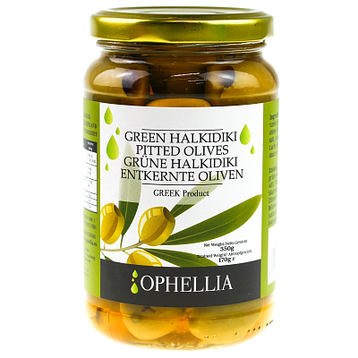 Оливки OPHELLIA зеленые б/к в рассоле (121-140), ст/б 370мл