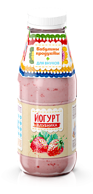Йогурт Бабулины продукты клубника 1,5% бутылка 0,400гр