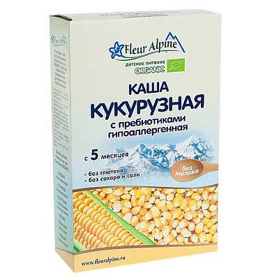 Каша Fleur Alpine кукурузная с пребиотиками гипоаллергенная без молока с 5 мес.175г (Флёр Альпин)
