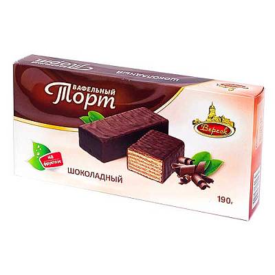Вафельный торт Вереск шоколадный глазированный на фруктозе 190г