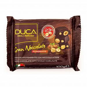 Шоколад Gran Nocciolato DUCA, CERAELITALIA темный с цельным лесным орехом 100гр