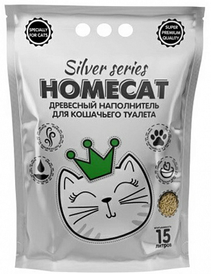 Наполнитель Homecat Silver Series древесный премиум для кошачьих туалетов 3кг