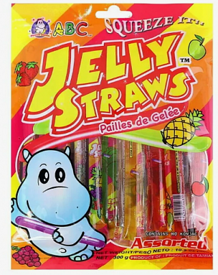 Желе ABC Jelly Straws желейные палочки Яблоко/Виноград/Клубника/Ананас 300гр