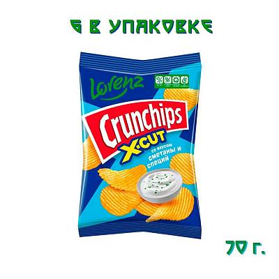 Чипсы Лоренц Crunchips X-Cut рифленые со вкусом сметаны и специй 70гр