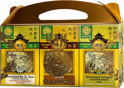 Набор Shennun Чай китайский Молочный БиЛоЧунь Пуэр зеленый традиционный 3*100гр