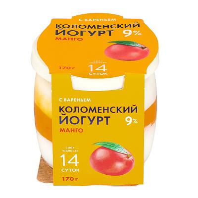 Йогурт Коломенский  из сливок манго  5% с/б 170гр Без ЗМЖ