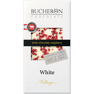 Шоколадная плитка Bucheron Village белый с кусочками малины 100гр
