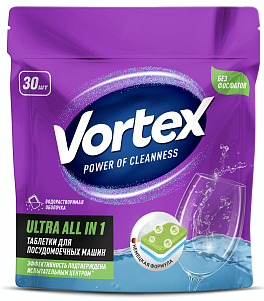 Таблетки для посудомоечных машин  Vortex Ultra All in 1 Экологичные 30шт