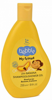 Шампунь и гель Bebble детский 2в1 с ароматом банана 250мл