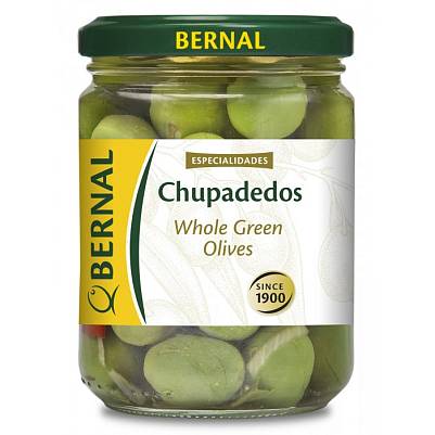 Оливки BERNAL CHUPADEDOS зеленые с косточкой ст/б 455г (Берналь)