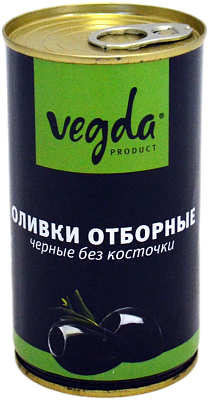 Оливки Vegda черные отборные б/к ж/б 370мл  (Вегда)