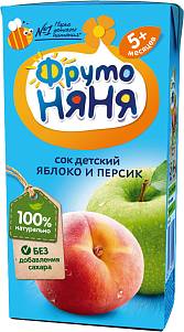 Сок Фруто Няня яблоко персик с мякотью с 5 месяцев 0,2л
