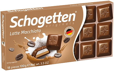 Шоколад Schogetten "Latte Macchiato" молочный с кремовой кофейно-молочной начинкой 100гр