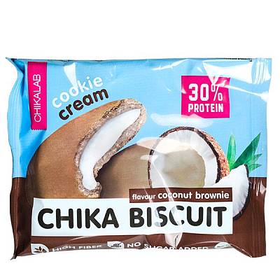 Печенье CHIKALAB ТМ с начинкой Бисквит кокосовый брауни флоупак 50гр