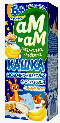 Каша "Ам-Ам" молочно-злаковая с фруктозой с бананом жидкая мдж 2,5% 210гр