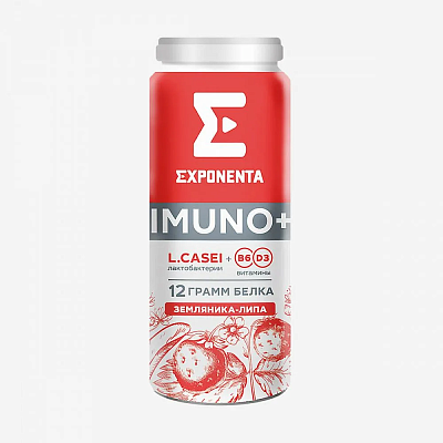 Напиток Immuno Shot Экспонента кисломолочный обогащ L.Casei и вит B6 и D3 земляника/липа 100гр БЕЗ ЗМЖ