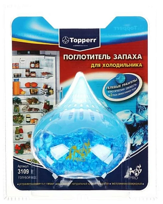 Поглотитель запаха Topperr для холодильника гелевый Голубой лед