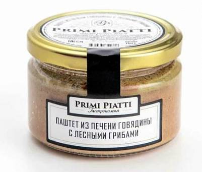 Паштет "Primi Piatti" из печени говядины с лесными грибами ст/б 180гр