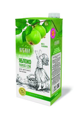 Сок "Кубана" яблочный восстановленный для детского питания 1л