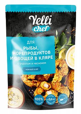 Кляр "Yelli chef" для рыбы, морепродуктов и овощей с укропом и чесноком, 200г