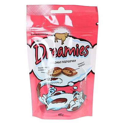 Лакомство для кошек Dreamies сухой с говядиной  м/у 60гр