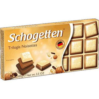 Шоколад Schogetten Trilogia бел.с грильяжем /мол. с джандуей 100гр